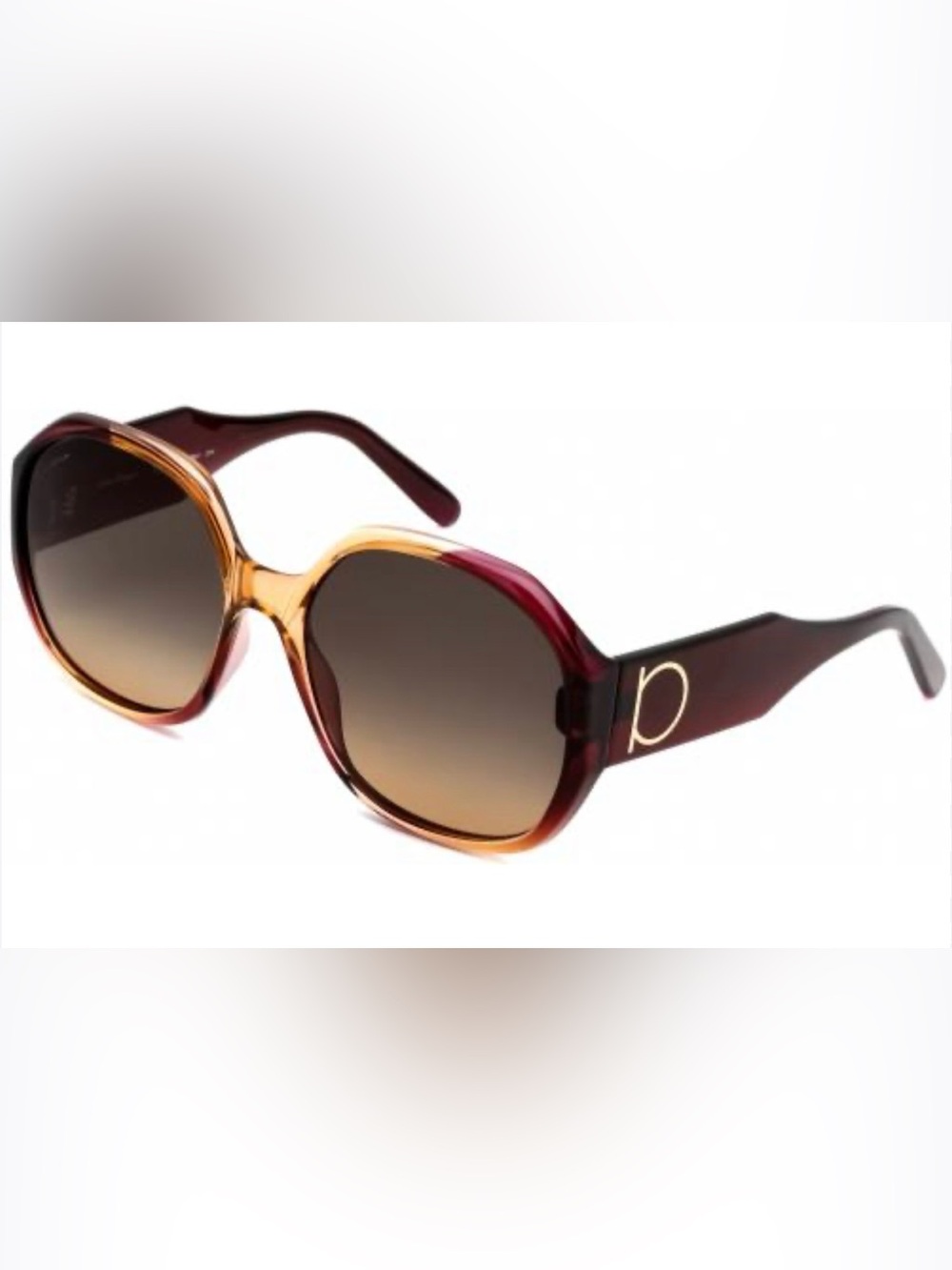 🌺🌺New Salvatore Ferragamo Oversized Gradient Sunglasses With Case Wine/Caramel